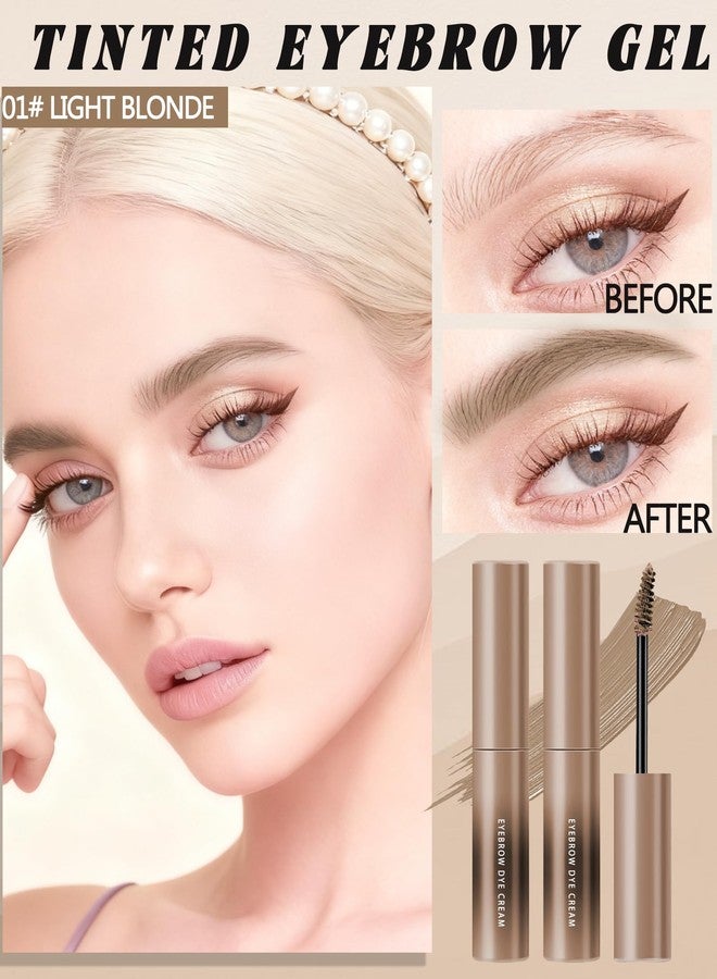 LYSdefeu Blonde Tinted Eyebrow Gel, 2 Pcs Long Lasting Waterproof Eye Brow Tinting Kit, Smudgeproof Natural Eyebrow Mascara Glue, Ultra-Fine Brush Brow Filler Stain, Christmas Eye Makeup Gift for Women-01 - Image 2